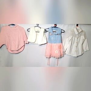Girls Lot' 12M 18M bundle faux fur vest dress knit poncho pink floral Tulle